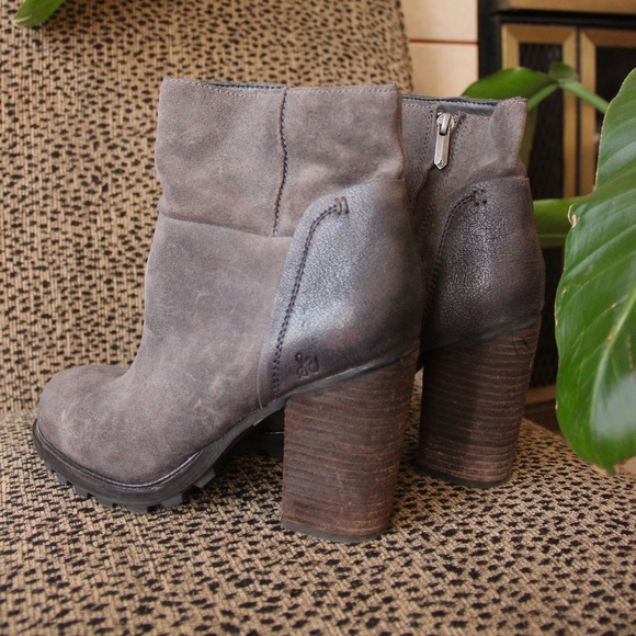 Sam Edelman Shoes - SAM EDELMAN GRAY SUEDE & LEATHER ANKLE BOOTS